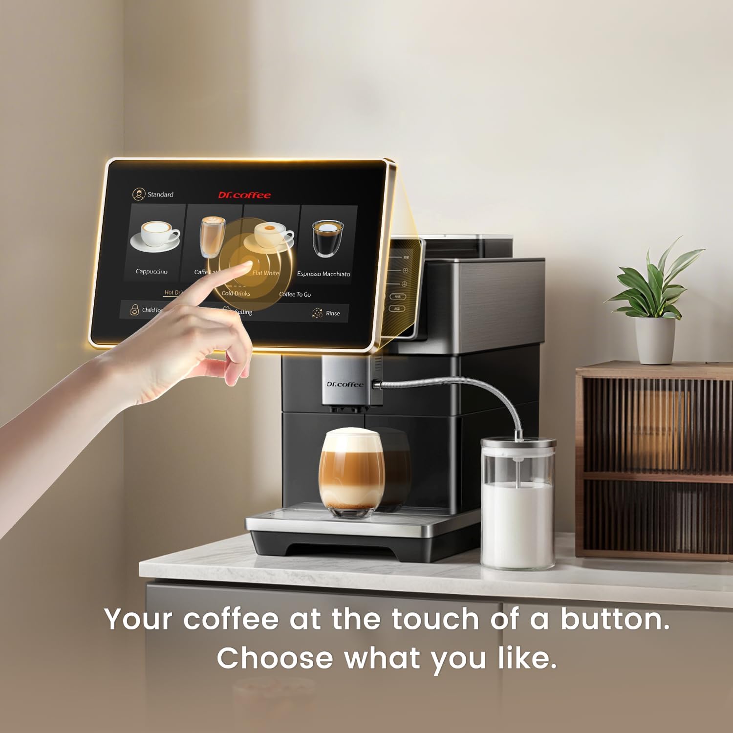 DR. COFFEE H3 Fully Automatic Espresso Machine with Milk Frother-15 Barista Drinks, Bean to Cup Coffee Machine, Auto-Clean Coffee Maker, 100% Ceramic Grinder for Home & Office