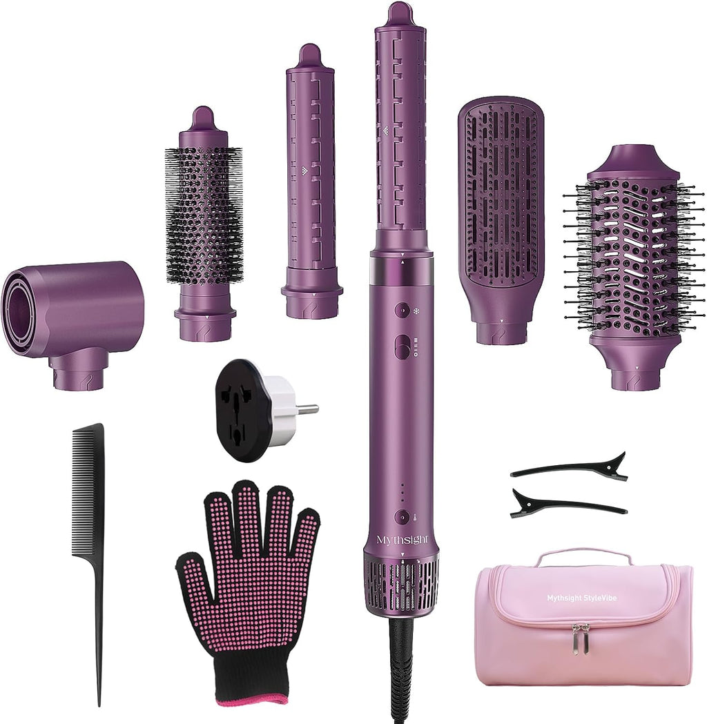StyleVibe 6-in-1 Air Styler, Diffuser Hair Dryer & Blow Dryer Brush with Travel Bag - Auto Wrap Curls (L/R), Fast Drying, Hair Straightener for Frizz-Free Volume, No Heat Damage