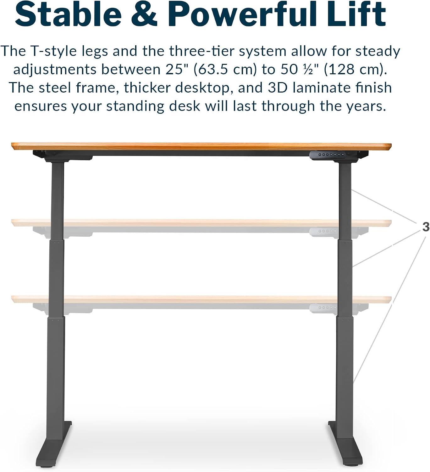 Vari Classic Electric Standing Desk - VariDesk Height Adjustable Sit/Stand Desk - Dual Motor with Memory Presets, Stable T-Style Legs - Gaming or Home Office Workstation - 60'x30', Butcher Block