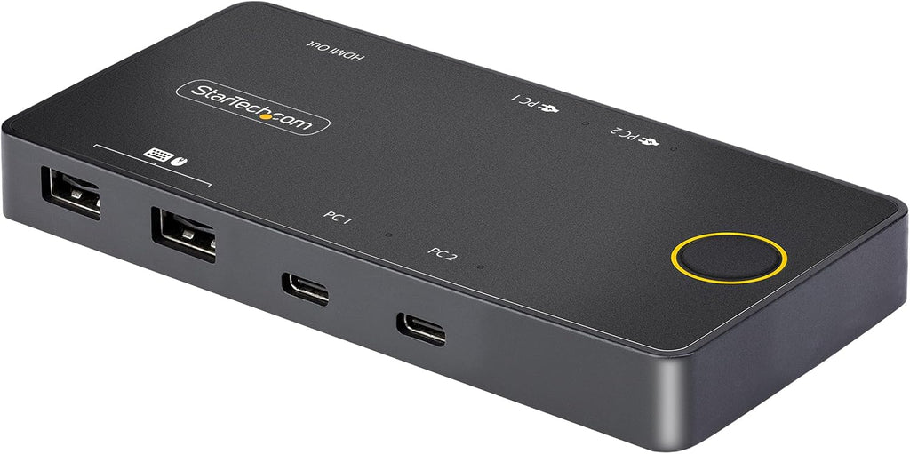 StarTech.com 2-Port USB-C KVM Switch, Single-4K 60Hz HDMI Monitor, 100W Power Delivery Pass-Through for Each Laptop/Tablet, Bus Powered, USB Type-C/USB4/Thunderbolt 3/4 Compatible, TAA