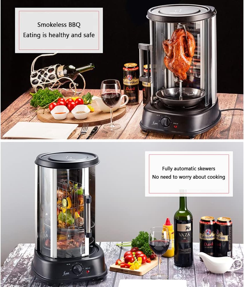 Smokeless Electric BBQ Grill, Automatic Rotating Large Capacity Skewers Machine Brazilian Barbecue Turkey Kebab Machine Grilled Sweet Potato Machine
