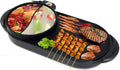 Electric 2 in 1 Grill Indoor Hot Pot Multifunctional Teppanyaki Grill/Shabu Shabu Pot Smokeless with 5 Level Temperature for Family Gathering, Party Indoor/Outdoor.