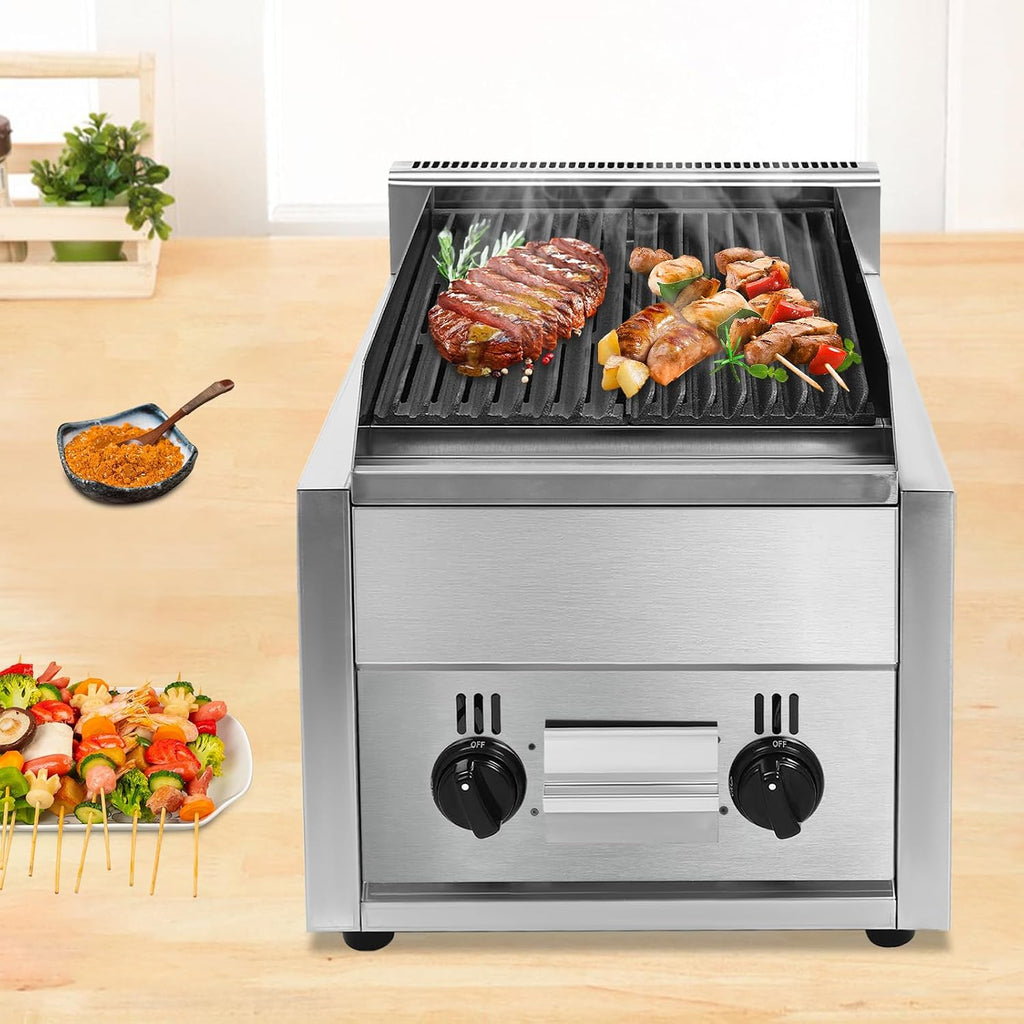 Commercial Gas Grill, BBQ Grill Commercial Countertop Gas Grill,Stainless Steel Grill Tool Heavy Duty Professional Countertop Gas Grill (Style 6)