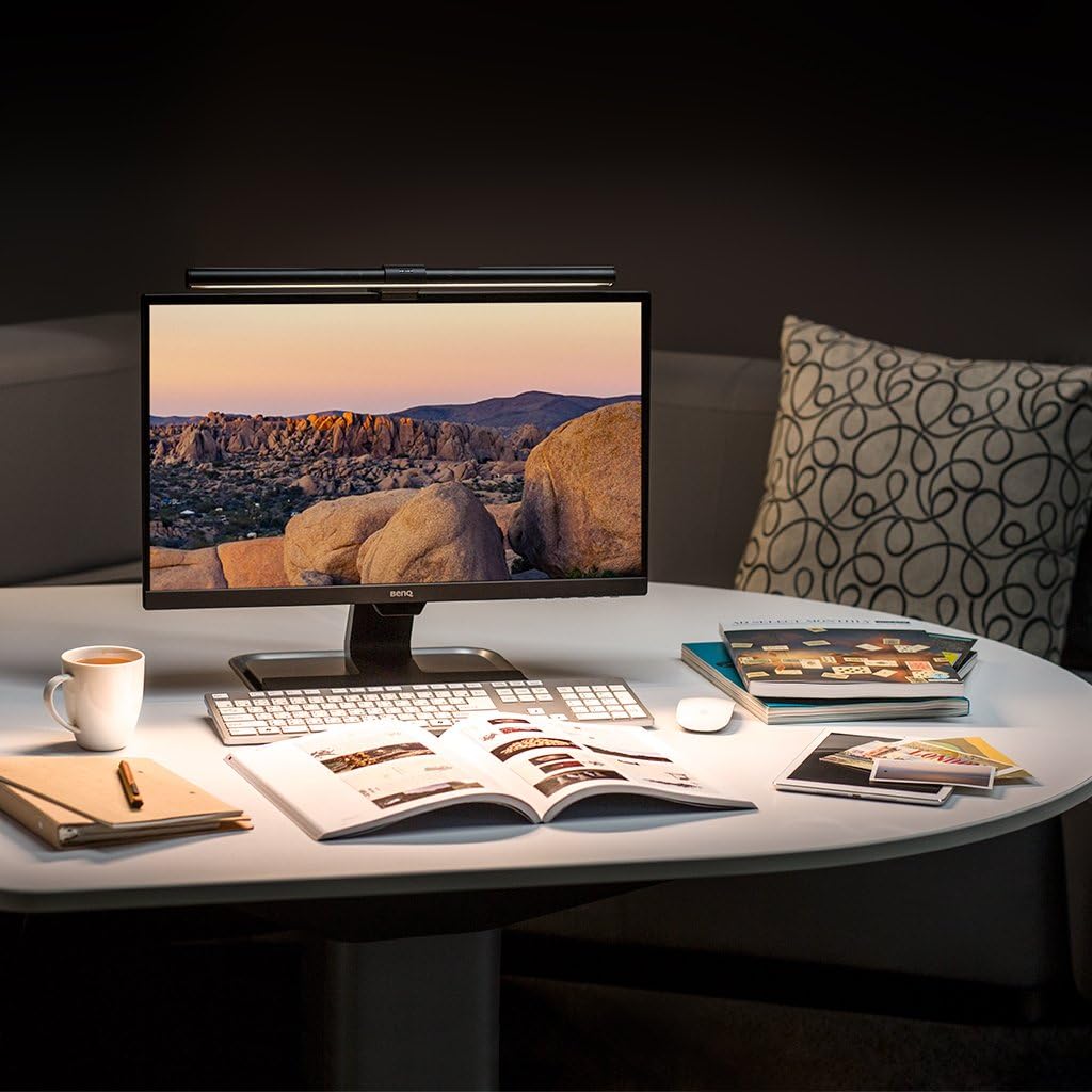 BenQ ScreenBar LED Monitor Light Bar - Auto-dimming, Adjustable Brightness and Color Temperature, No Screen Glare, Space-Saving, Eye-Care USB Monitor Lamp, Black