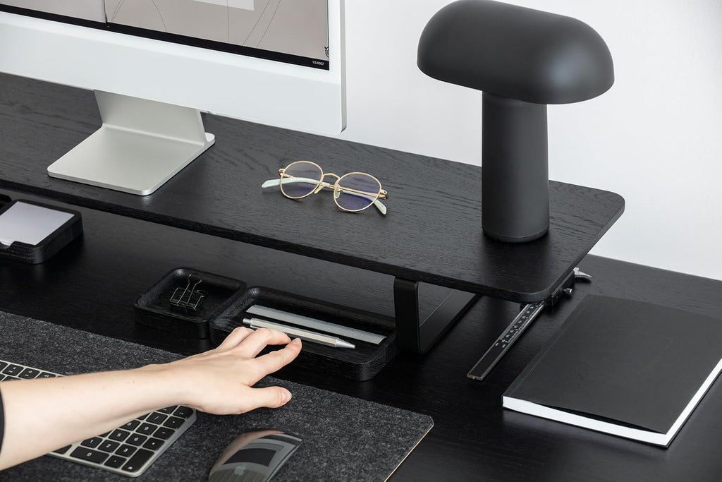 Oakywood Dual Monitor Stand - Handmade in EU - Natural Wood Monitor Stand Riser - Laptop Accessories – 220 lbs (100 kg) Capacity - 41.3'x9' (105x23 cm) – 100% Natural Black Stained Oak