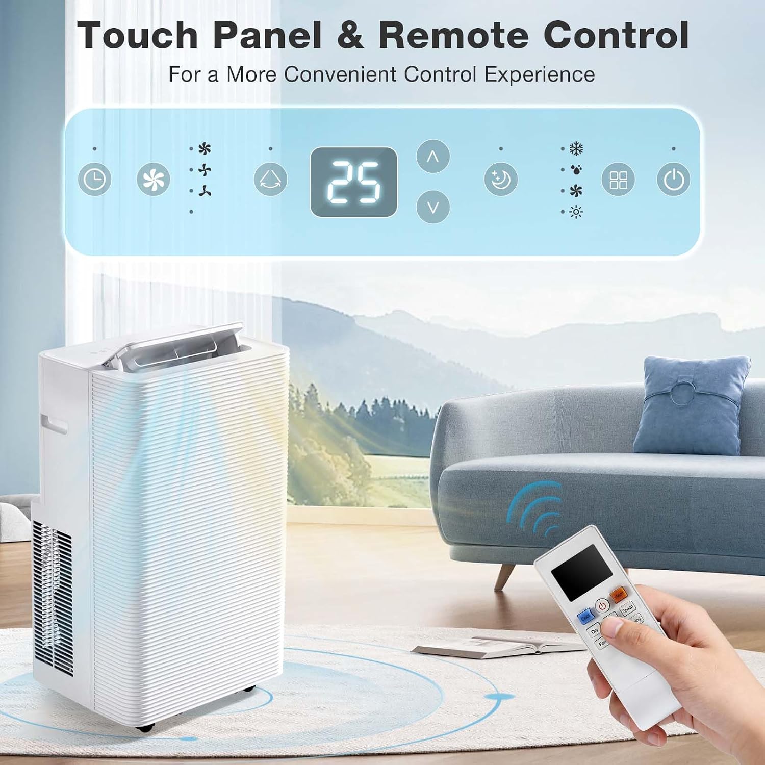 Aoxun 12040 BTU Portable Air Conditioners with Heater, 5-IN-1 AC Unit, Fast Cooling Heating, Dehumidifier, Fan & 24H Timer Quiet Sleep, Remote Control, Window Kits, for Home/Office/Dorm