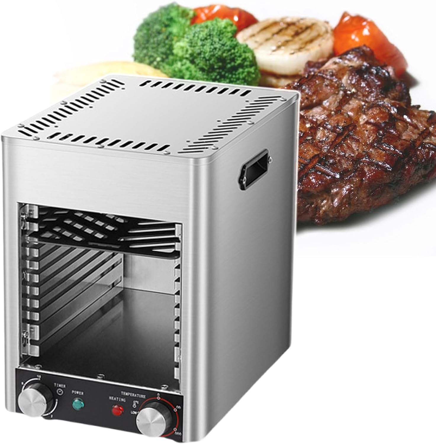 1700W Electric Steak Broiler, Contact Steak Grills,With 10-Layer Grill/Time Temperature Adjustable/Maximum Temperature 800℃,220V