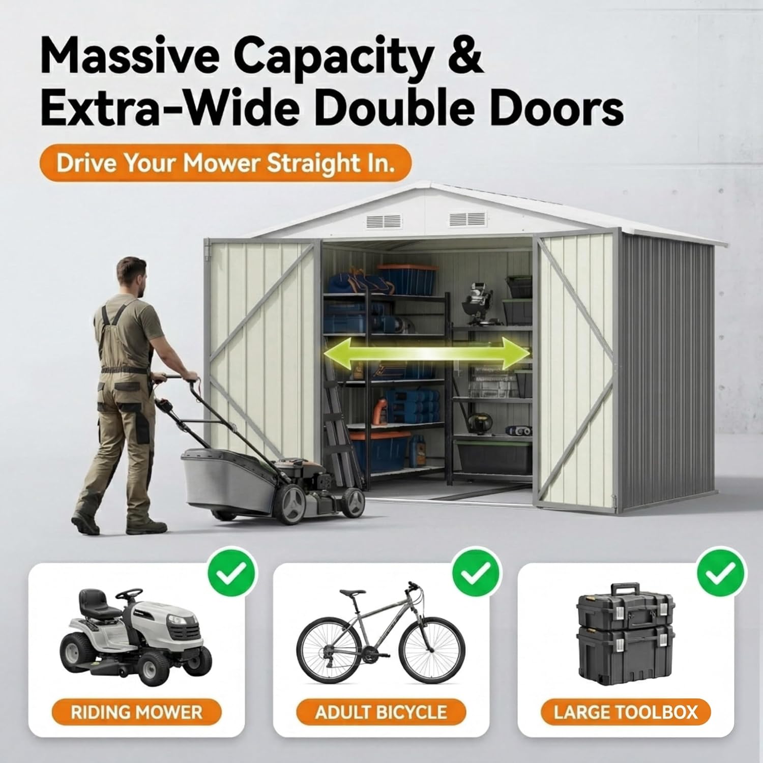 Devoko 8x10 FT Outdoor Storage Shed, Metal Tool Shed with Lockable Door&Slooping Roof, Outside Storage for Garden Backyard Patio(Gray)