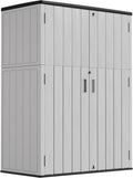 Mrosaa Vertical Storage Sheds with Floor, Sheds & Outdoor Storage Cabinet Waterproof for Garage Storage, Pool Storage, Bike Shed, Garden Shed 57Cu.ft Light Gray