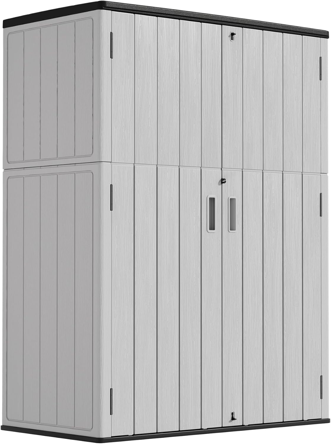 Mrosaa Vertical Storage Sheds with Floor, Sheds & Outdoor Storage Cabinet Waterproof for Garage Storage, Pool Storage, Bike Shed, Garden Shed 57Cu.ft Light Gray