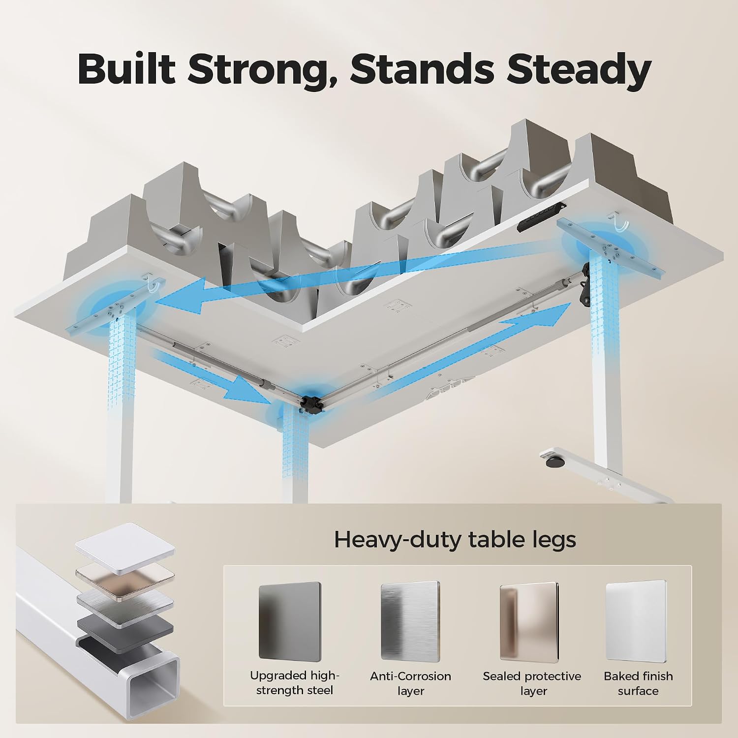 Agilestic L Shaped Standing Desk 63 inch Adjustable Height, Electric Corner Standing Desk, Sit Stand Computer Table with Splice Board, White
