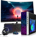 HP Gaming PC Desktop Computer – AMD Pro A10-9700,RX 550 Graphics,16GB RAM,512GB SSD,24 Inch Curved Monitor,RGB Keyboard with AI Copilot,Mouse,WiFi,RGB Headphone,Windows 11(Renewed)