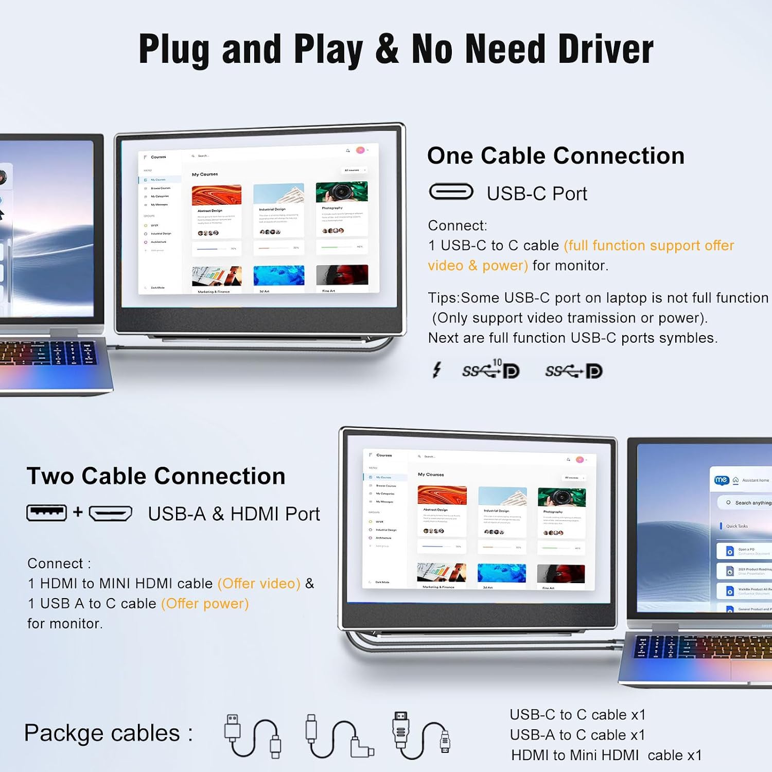 KEFEYA Laptop Screen Extender Portable Monitor, 14' FHD IPS 1200P Travel Dual Second Monitor for Laptop