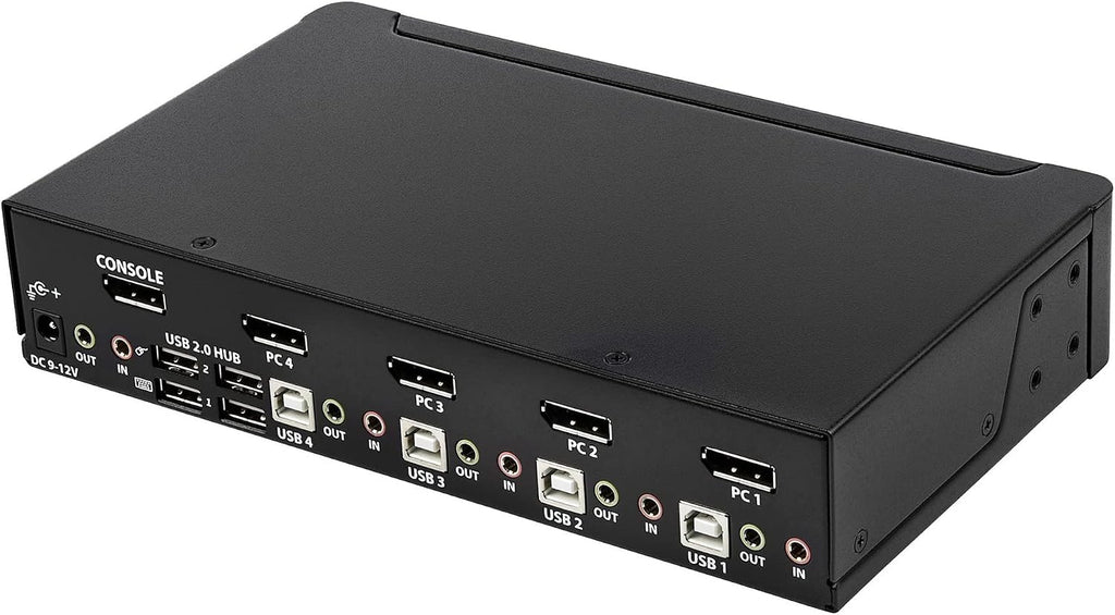 StarTech.com 4 Port DisplayPort KVM Switch - 4K 60Hz - Single Display - Dual Port UHD DP 1.2 USB KVM Switch with Integrated USB 2.0 Hub & Audio - Dell, HP, Apple, Lenovo - TAA Compliant (SV431DPUA2)