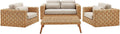 Modway Thames 4 Piece Outdoor Patio Furniture Set in Natural Light Gray - Wicker Rattan Conversation Set with Loveseat, Armchairs, and Coffee Table - All-Weather Deep Seating Backyard Collection