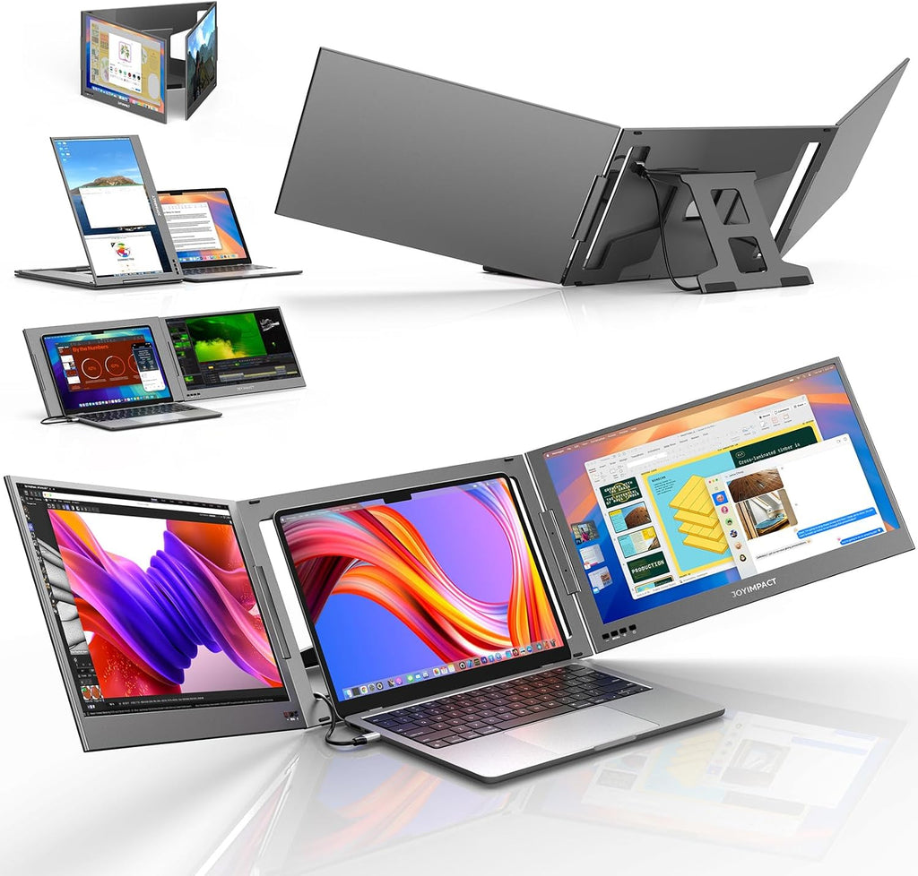 Dual Screen Laptop Monitor Extender, 15.6' Fully Compatible Laptop Triple Screen Extender, FHD 1080P IPS Portable Monitor for Laptops 12~17 inch, Plug & Play with USB-C for Win/Mac/PS5/Switch/PS4