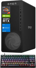 HP OMEN 16L Gaming Desktop, AMD Ryzen 7 8700F (Beats Intel i7-14700F), NVIDIA RTX 5060, 64GB DDR5 RAM, 2TB SSD, W11H, Music Production Workstation, Bundle with Thunderobot KG3089R Gaming KB
