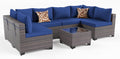 Kullavik 7 Pieces Outdoor Patio Furniture Set,Wicker Outdoor Sectional Sofa,All-Weather Patio Conversation Sets with Washable Thick Cushions & Coffee Table for Garden,Backyard,Balcony,Porch,Navy Blue