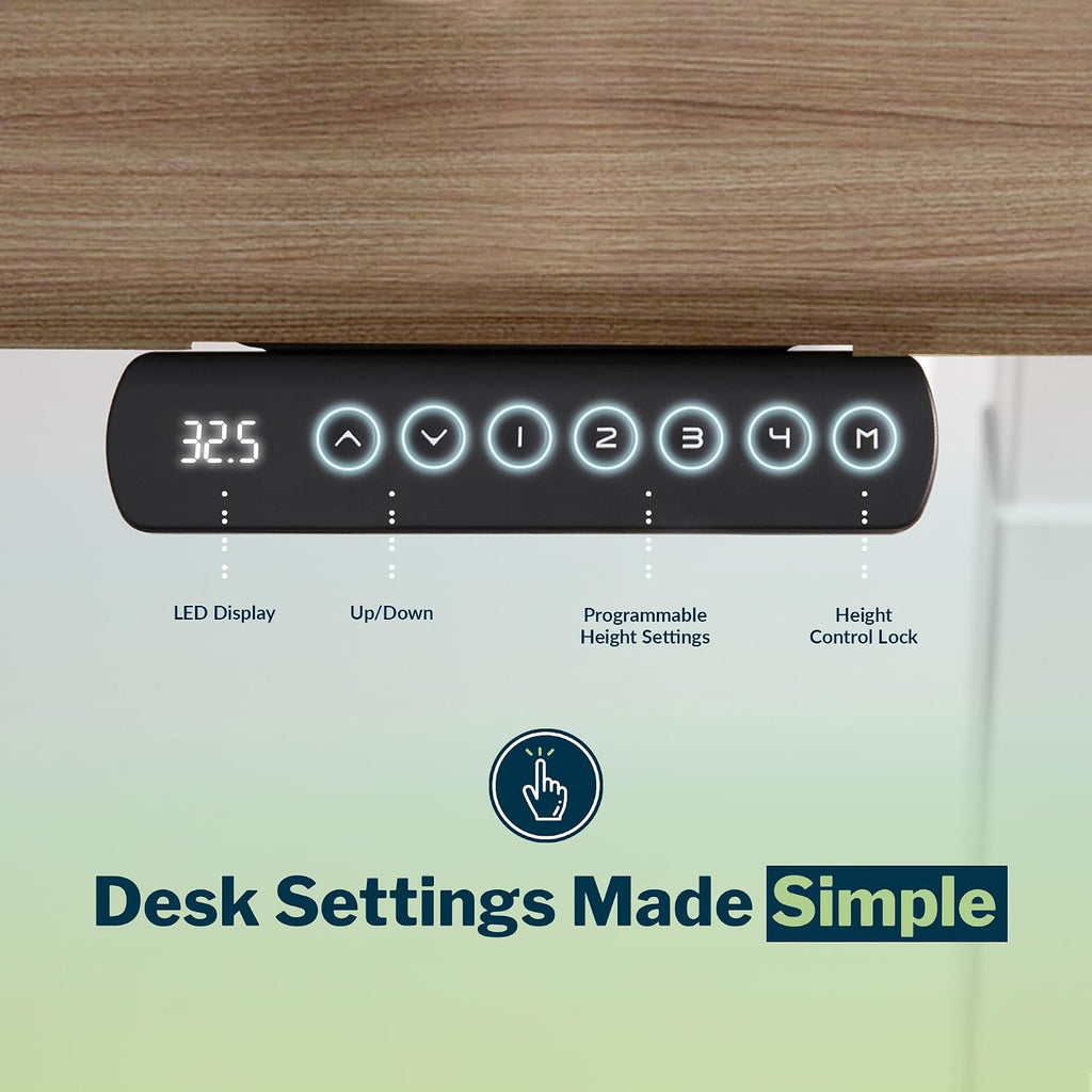 Vari Command Center Electric Standing Desk – 120° Curved Sit-Stand Gaming Desk Corner Workstation for Triple Monitors + Sloped Front Edge, 4 Height Settings, 200 lb Capacity (Walnut Top/Slate Legs)