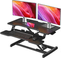 Standing Desk Converter 32 inch, Height Adjustable Sit Stand Desk Riser, Quick Sit to Stand Tabletop Dual Monitor Riser Workstation for Home Office with Keyboard Tray, Black