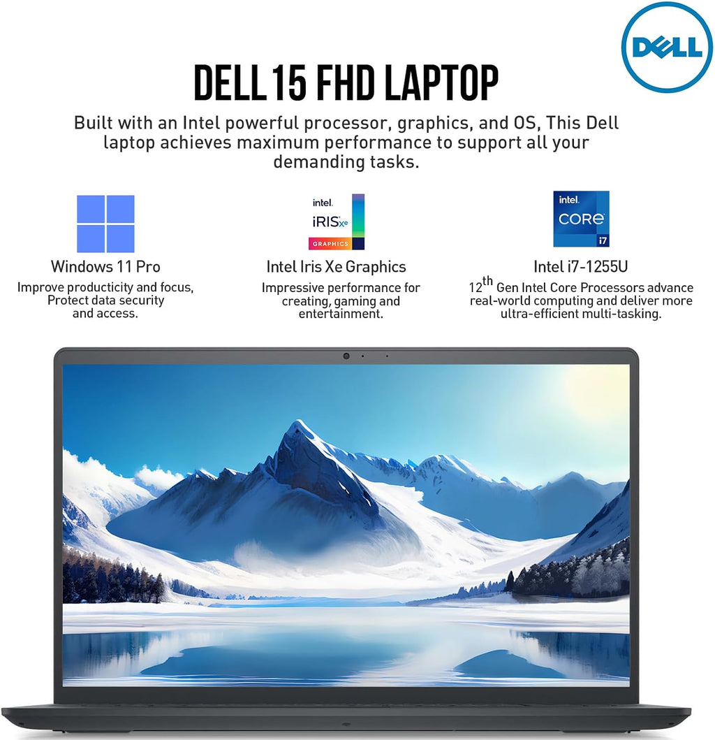 Dell Inspiron 15 3000 3520 Laptop Computer, 15.6 Inch FHD Business Laptop, Intel 10-Core i7, 32GB RAM, 1TB SSD, Windows 11 Pro Laptop, Lifetime Microsoft Office, 10-Key Number Pad, Webcam HDMI WiFi 6