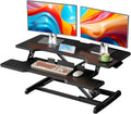 35' Standing Desk Converter, Height Adjustable Desktop Riser with Keyboard Tray for Two Monitors, Sit to Stand up Computer Workstation for Home Office, Black