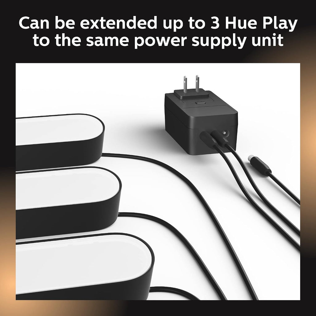 Philips Hue Smart Play Starter Kit - Two Black Hue Play Light Bars+Hue Bridge+Power Supply - For TV, Gaming and Room Decor, Control With App, Works With Voice Assistants