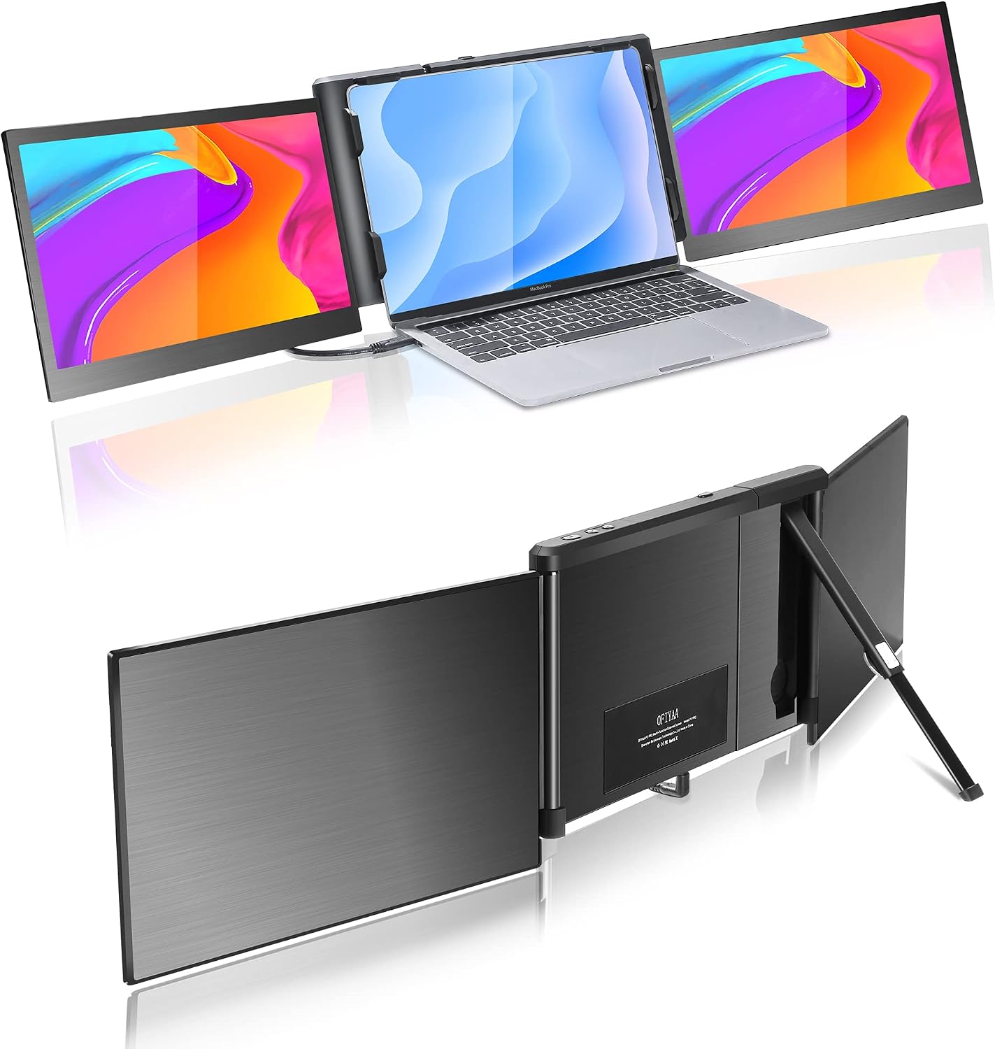 P2 PRO Triple Portable Monitor for Laptop Screen Extender Dual Monitor 13.3'' FHD 1080P IPS Display Type-C/PD/TF Support M1/M2 MacBook, for 13.3''-16.5'' Notebook Computer Mac Windows Phone