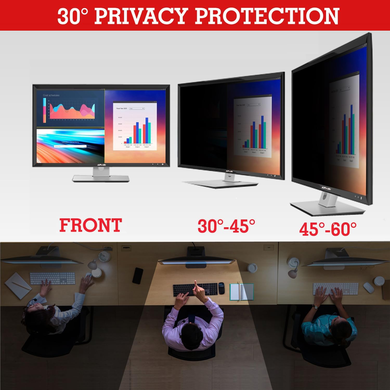 40 Inch Privacy Screen Filter for 21:9 Curved Ultrawide Monitor | Privacy Shield | Anti Glare | Anti-Blue Light | Eye Protection | Anti Spy | Computer Security Private Filter Protector