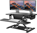 SANODESK 32' Electric Standing Desk Converter,Height Adjustable Riser for Office Home, Monitor and Laptop Workstation with Large Keyboard Tray, Black Color