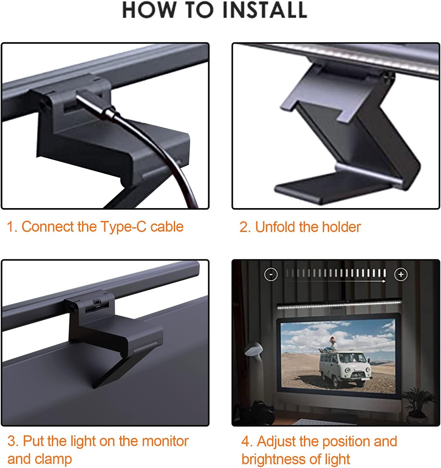 YESLIGHTING Computer Monitor Light,Screen Light Bar E-Reading LED Task Lamp with Touch Sensor,No Glare on Screen, USB Powered, Adjustable Brightness/Color Temperature Eye-Caring Reading Light