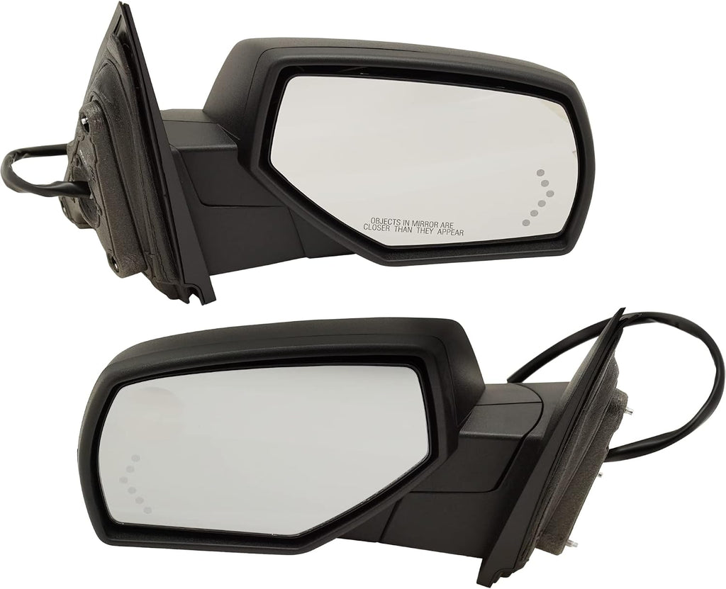 Kool Vue Driver & Passenger Side Power Heated Mirrors for Chevrolet Silverado 1500 GMC Sierra 1500 2014-2018 Power Fold With Signal Light, Memory & Puddle Lamp; Without Blind Spot Monitor Textured