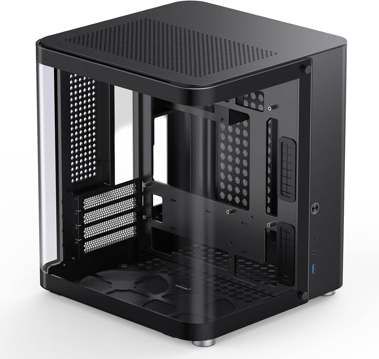 JONSBO TK-1 Black Micro ATX Mini Tower Computer CASE, Hyperboloid Glass Design, Separated Cabinet Structure, Al Alloy Shell Matx Desktop PC Case, Support ATX Power supply/240 AIO, Black
