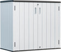 HOMSPARK Outdoor Storage Shed 37 Cu.Ft, All-Weather Resistant Resin Garden Sheds & Outdoor Storage Clearance with Floor, Double-Layer Plastic Tool Sheds for Patio, Garden & Lawn (Light Gray)