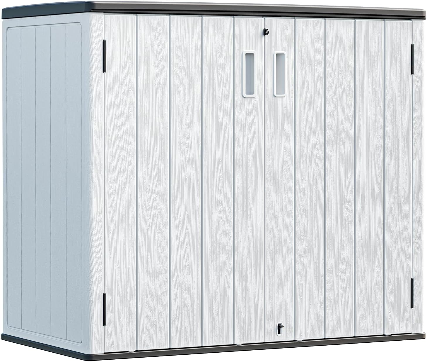 HOMSPARK Outdoor Storage Shed 37 Cu.Ft, All-Weather Resistant Resin Garden Sheds & Outdoor Storage Clearance with Floor, Double-Layer Plastic Tool Sheds for Patio, Garden & Lawn (Light Gray)