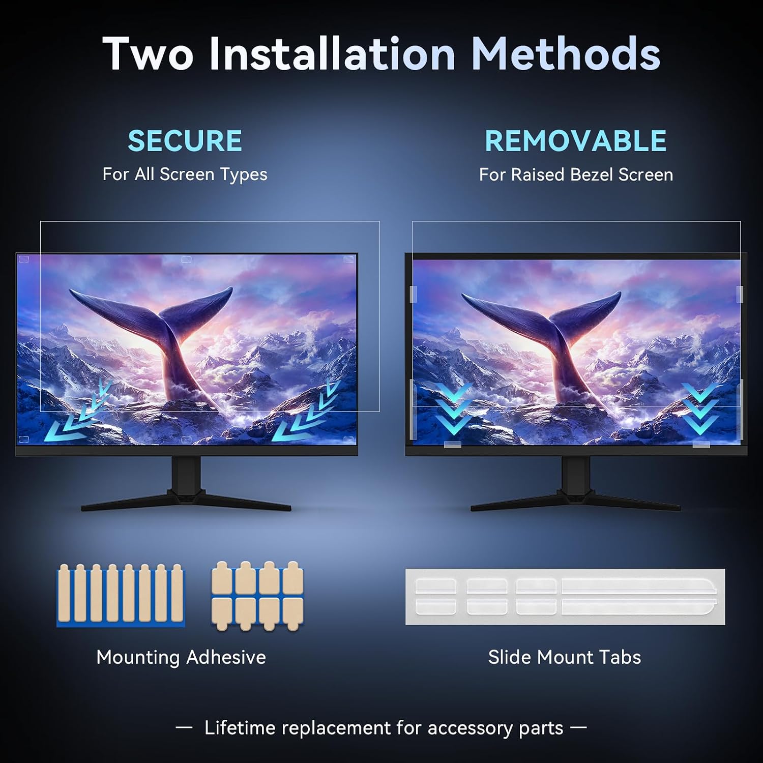 [2 Pack] 32 Inch Computer Privacy Screen Filter for 16:9 Widescreen Monitor, Removable Eye Protection Anti Glare Blue Light Filter Privacy Shield, Anti Scratch Anti Spy Screen Protector Film 32 In