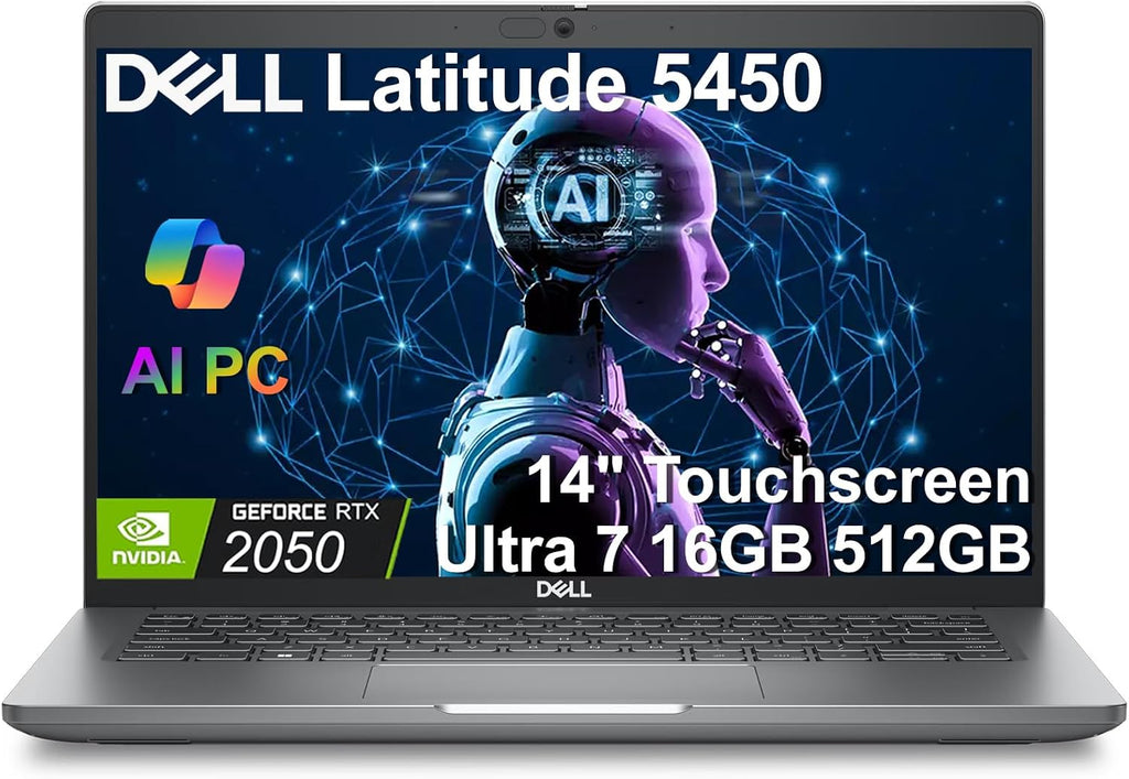 Dell Latitude 5450 Business AI Laptop, 14' FHD Touch, NVIDIA RTX 2050 Dedicated Graphics, Intel Core Ultra 7 165H, 16GB DDR5 RAM, 512GB SSD, Precision-Class Performance, Thunderbolt 4, Win 11 Pro