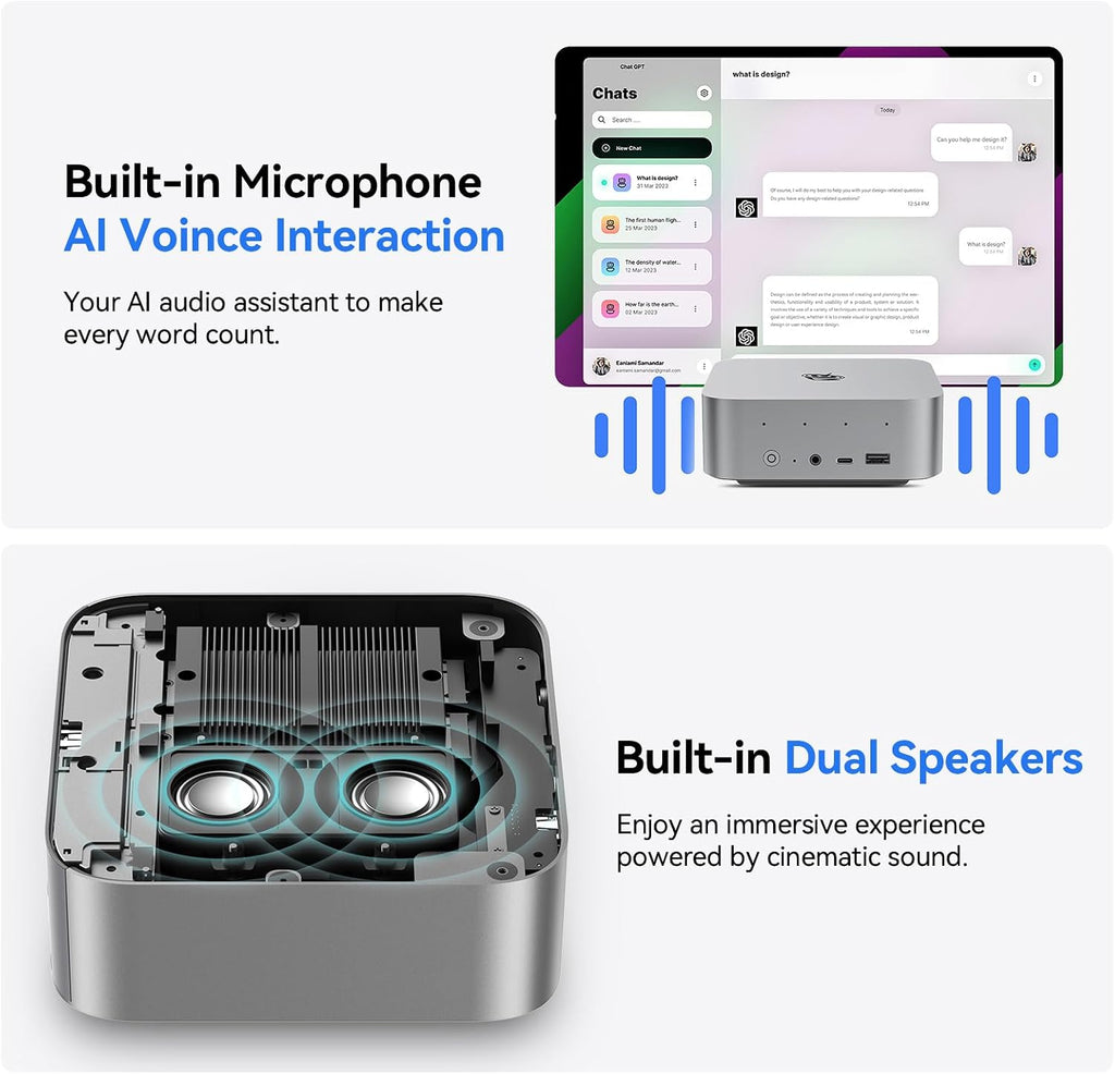 Beelink Mini PC SER9 Pro Ryzen 7 H255(3.8-4.9GHz), 24GB 6400MT/s LPDDR5X 500GB PCIe4.0 SSD Desktop Computer, AI Voice/Built-in Speakers/MIC, 2.5G LAN/WiFi6/Home/Office/Gaming PC