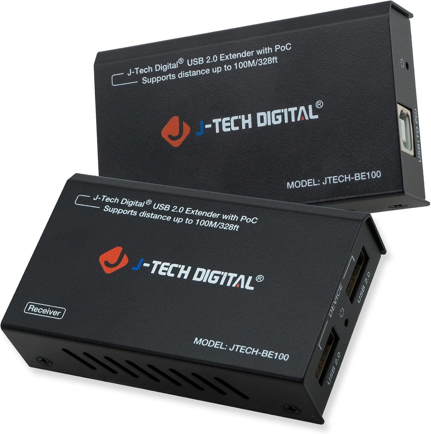 J-Tech Digital USB Over Ethernet Extender USB Balun Over cat5e cat6 99m/328ft PoC, Play and Plug, No Driver Needed, USB2.0 for Game Controller, MAC & PC and USB2.0 Supported Devices [JTECH-BE100]