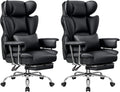 ALLGOD Big and Tall Ergonomic Office Chair with Footrest, High Back Executive Leather Office Chair, Reclining Computer Desk Chair, Comfy Heavy Duty Home Gaming Chair with Padded Arm, Black-2 Pack