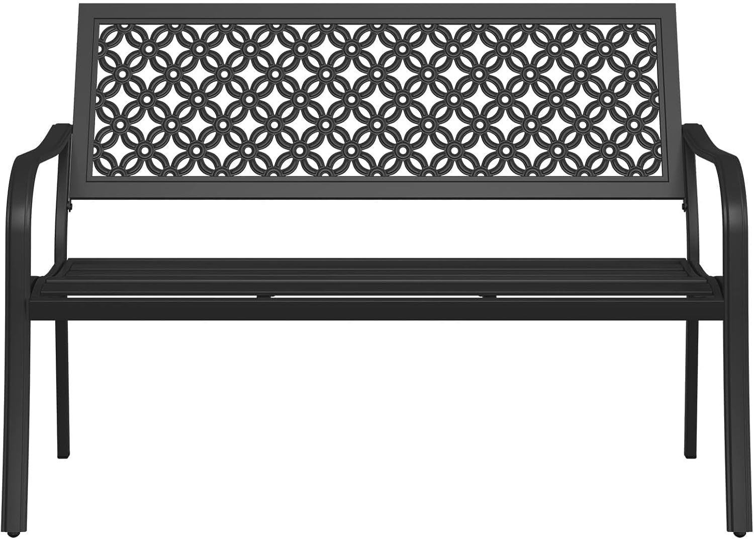 Grand patio 50' Outdoor Bench, Garden Benches with Anti-Rust Metal Powder Coated Frame, Patio Bench for Front Porch Park Outside Furniture Decor, Black