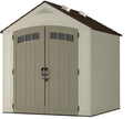 Suncast Vista 7x7 Storage Shed with Multi-Wall Resin Panels, 4 Skylights, IllumiVent System, and Pad-Lockable Doors, 84' D x 84' W x 98' H, Made in The USA