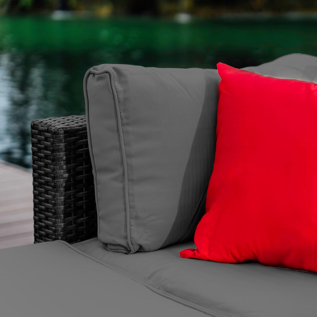 Nestl Outdoor Sectional Patio Furniture Set – 5 Piece Outdoor Patio Furniture Set with Outdoor Couch and Sectional Seating - Black with Charcoal Grey Cushions