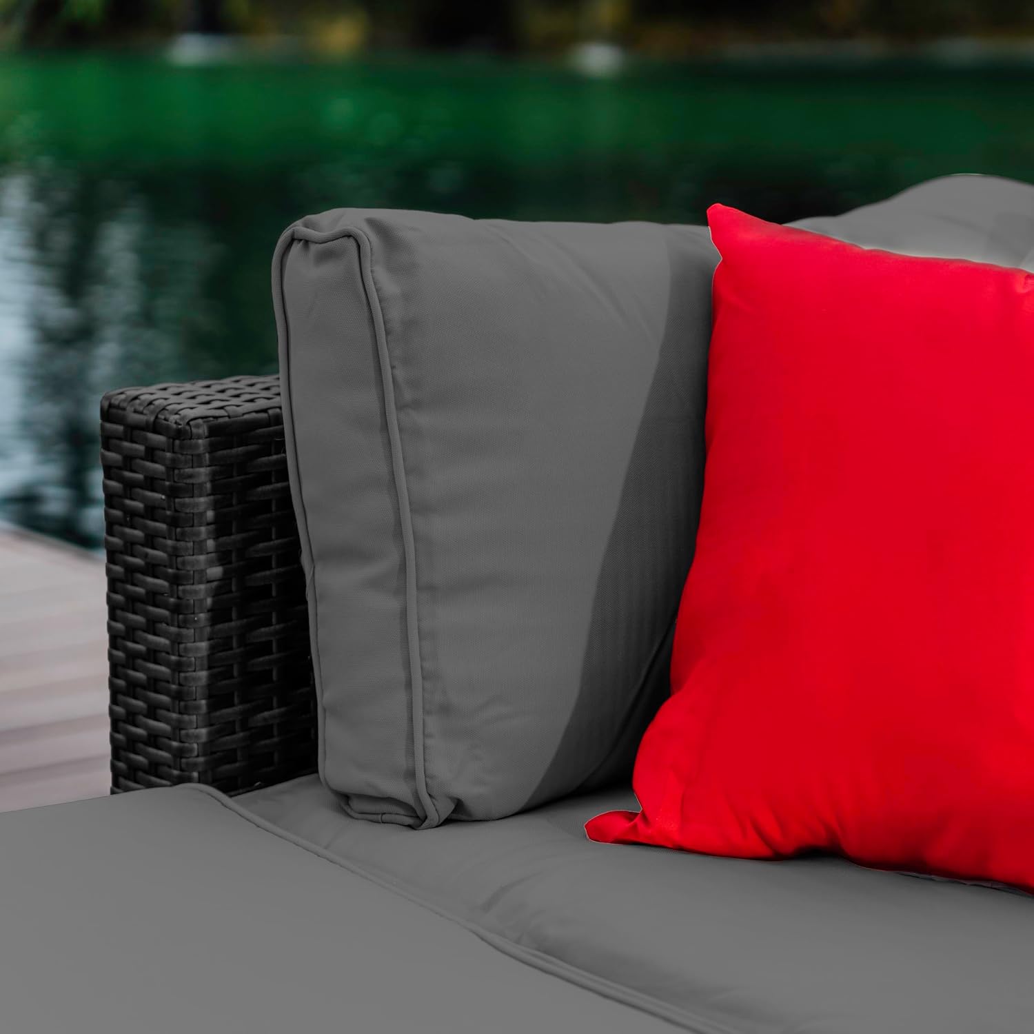 Nestl Outdoor Sectional Patio Furniture Set – 5 Piece Outdoor Patio Furniture Set with Outdoor Couch and Sectional Seating - Black with Charcoal Grey Cushions