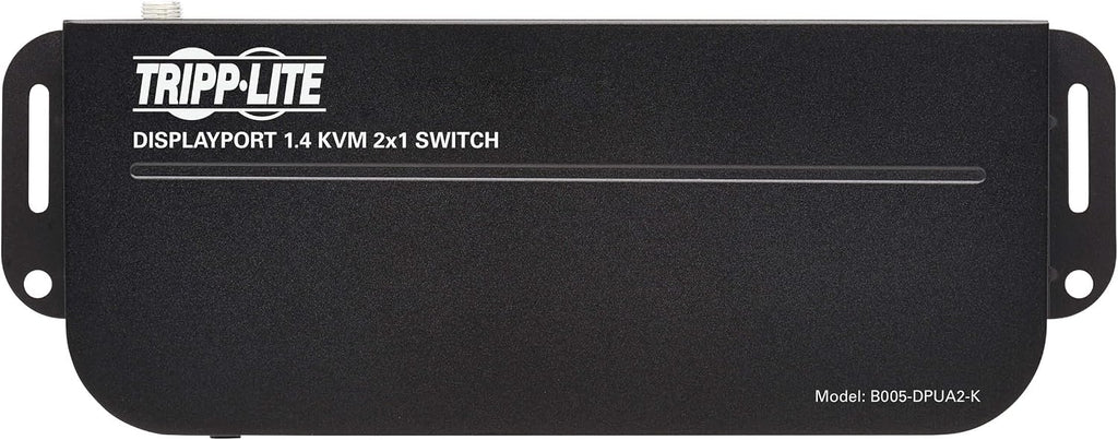Tripp Lite 2 Port DisplayPort USB KVM Switch, Dual Port DP USB KVM Switch, 4K 60 Hz, HDR, HDCP 2.2, DP 1.4, USB 3.0 Cables, Black (B005-DPUA2-K)