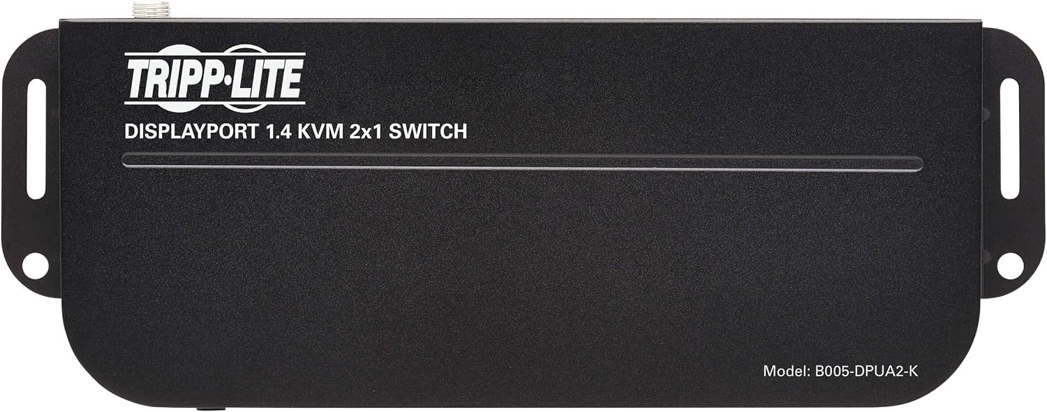 Tripp Lite 2 Port DisplayPort USB KVM Switch, Dual Port DP USB KVM Switch, 4K 60 Hz, HDR, HDCP 2.2, DP 1.4, USB 3.0 Cables, Black (B005-DPUA2-K)
