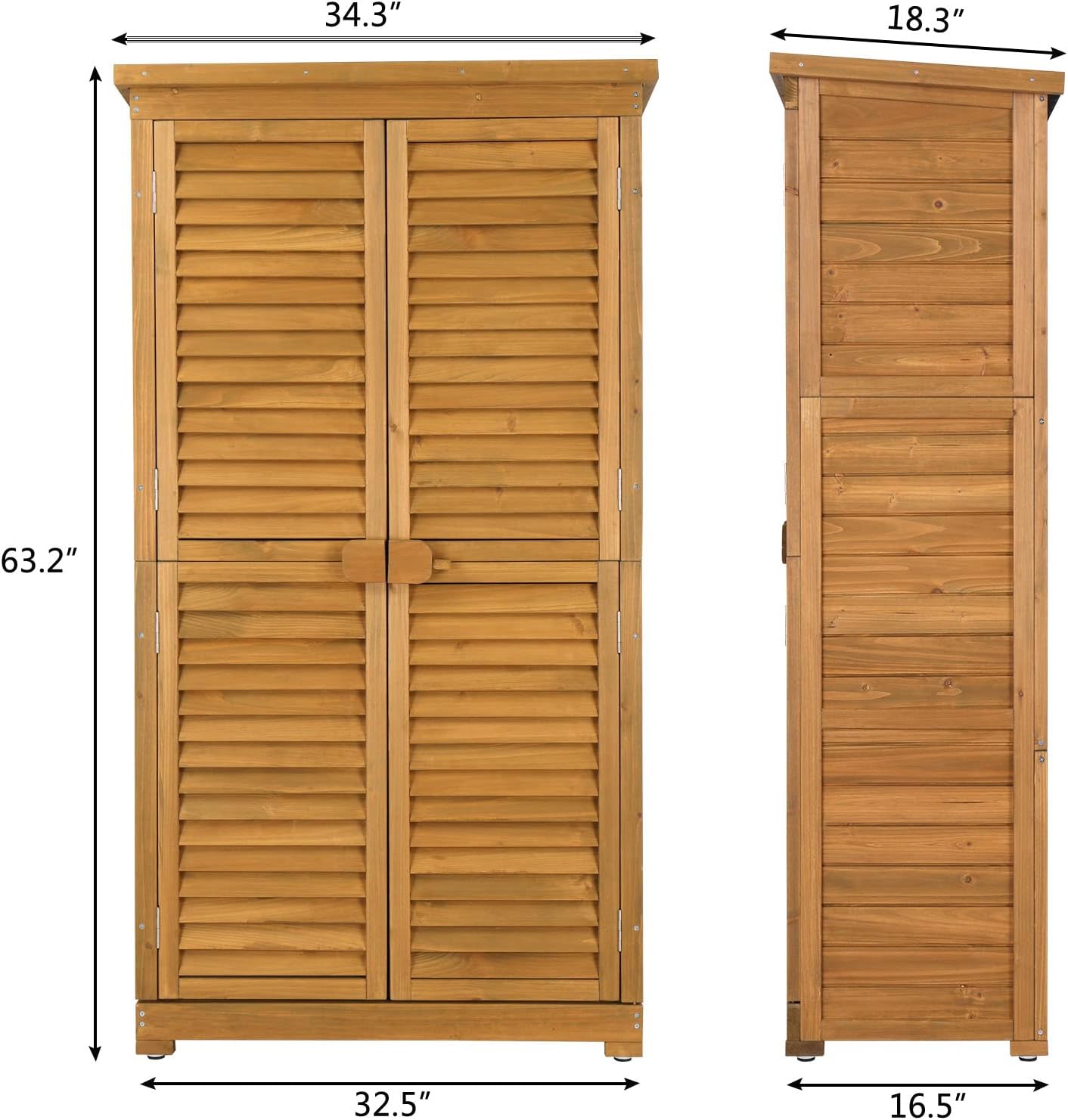 VINGLI Wood Outdoor Storage Shed, Lockable Garden Tool Shed with Waterproof Roof, 3 Customizable Shelves for Yard, Patio & Porch