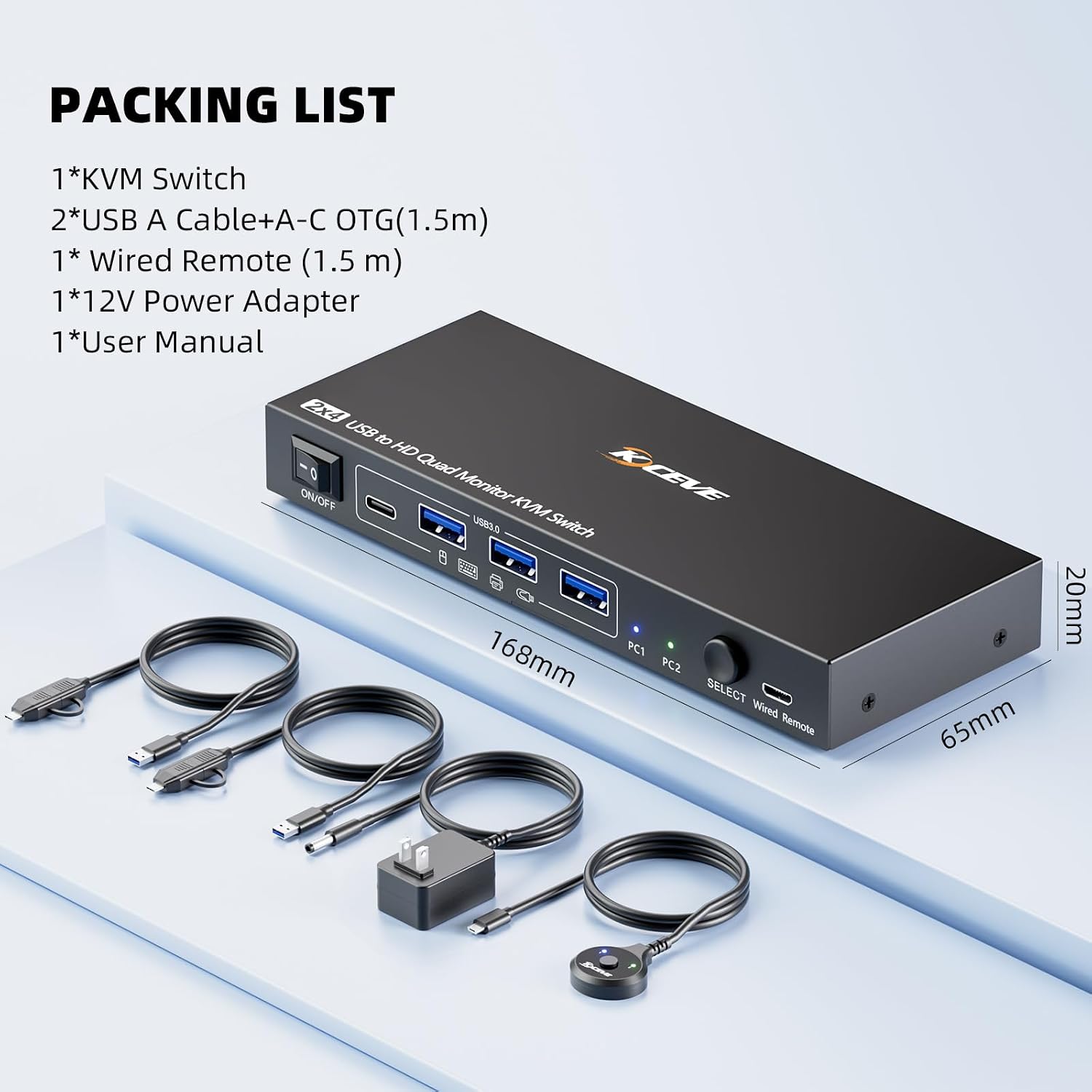 KVM Switch 3 Monitors 3 Computers 8K@60Hz, Camgeet HDMI+2 Displayport KVM Switch Triple Monitor for 3 Computer Share 3 Monitor and 4 USB3.0 Devices,Wired Remote and 12V Power Adapter Included