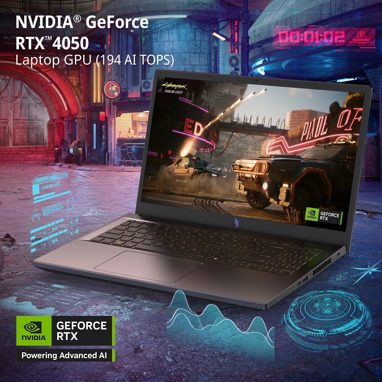 acer Nitro V Gaming Laptop, 15.6' FHD (1080P) Display, 165Hz, Intel i5-13420H, NVIDIA GeForce RTX 4050, 16GB DDR5, 1TB SSD, Windows 11 Home, Backlit KB, Black, TWE Laptop Foldable Stand