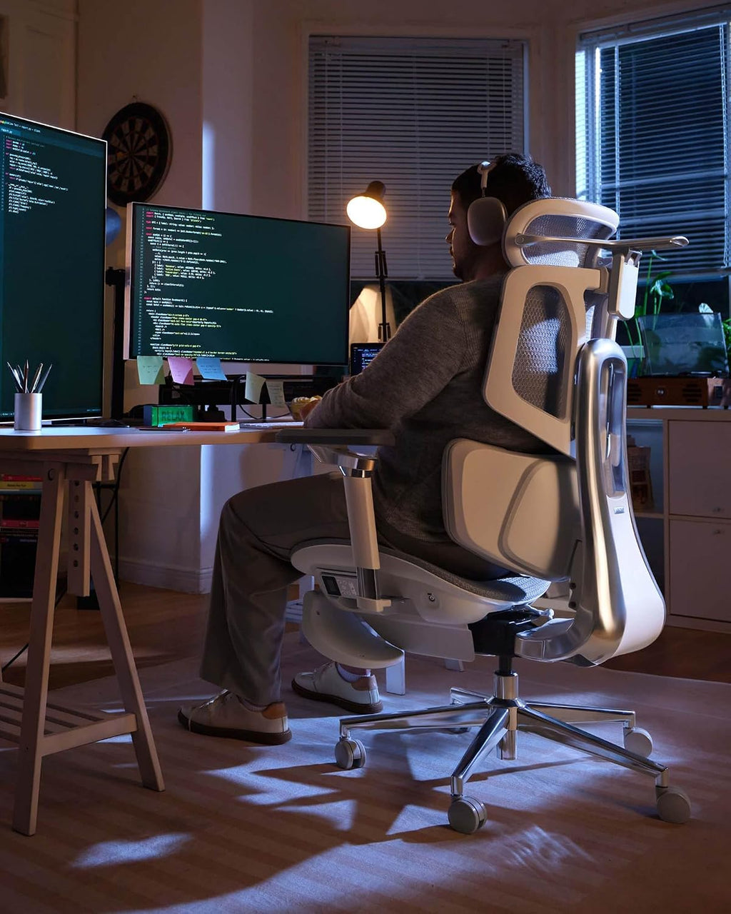 Hbada X7 Smart Ergonomic Chair, Office Chair, with Fully Automated Lumbar Tracking, 4D Adjustable Headrest, 720° Adjustable Armrests, Ventilated Seat Cushion, Swivel, Grey